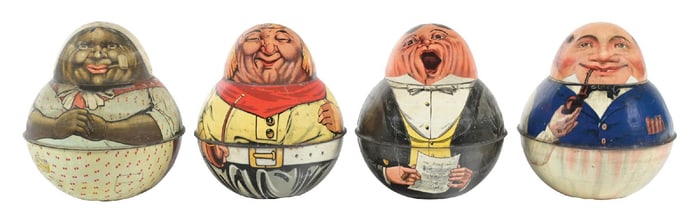 COLLECTION OF 4 ROLY POLY TOBACCO TINS