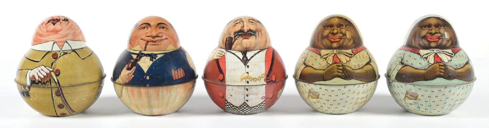 COLLECTION OF 5 ROLY POLY TOBACCO TINS (1 of 4)