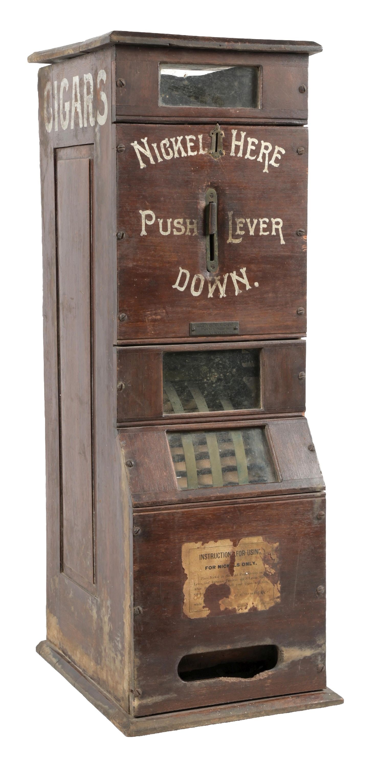 5¢ EARLY AND RARE KREIDER'S LANCASTER, PA CIGAR VENDING MACHINE (1 of 4)