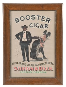 BOOSTER CIGAR PAPER SIGN W/ COUPLE GRAPHIC