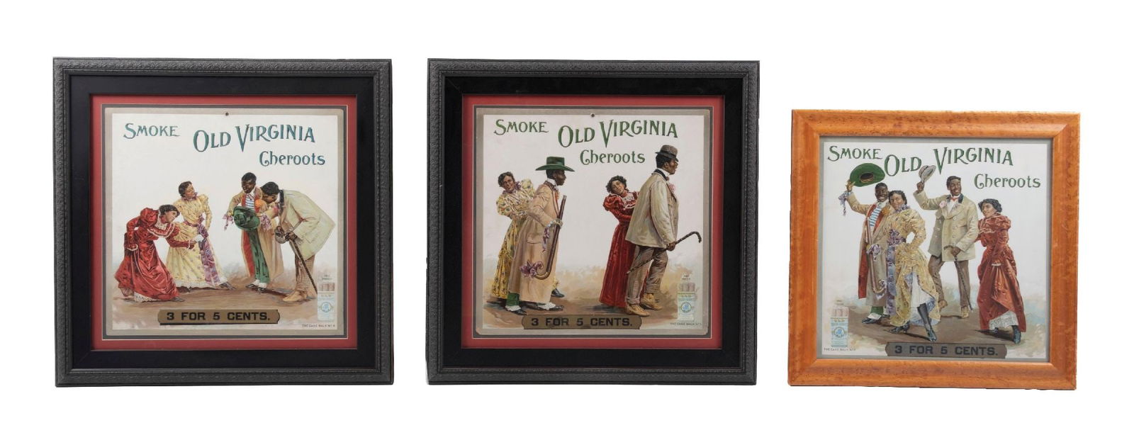 COLLECTION OF 3 FRAMED CARDSTOCK ADVERTISING FOR OLD VIRGINIA CHEROOTS (1 of 2)