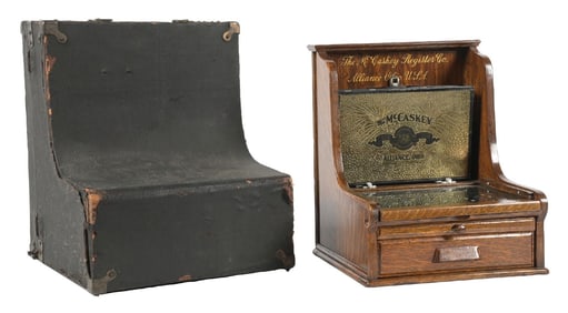 SALESMAN SAMPLE 19TH CENTURY MCCASKEY CASH REGISTER WITH ORIGINAL CASE