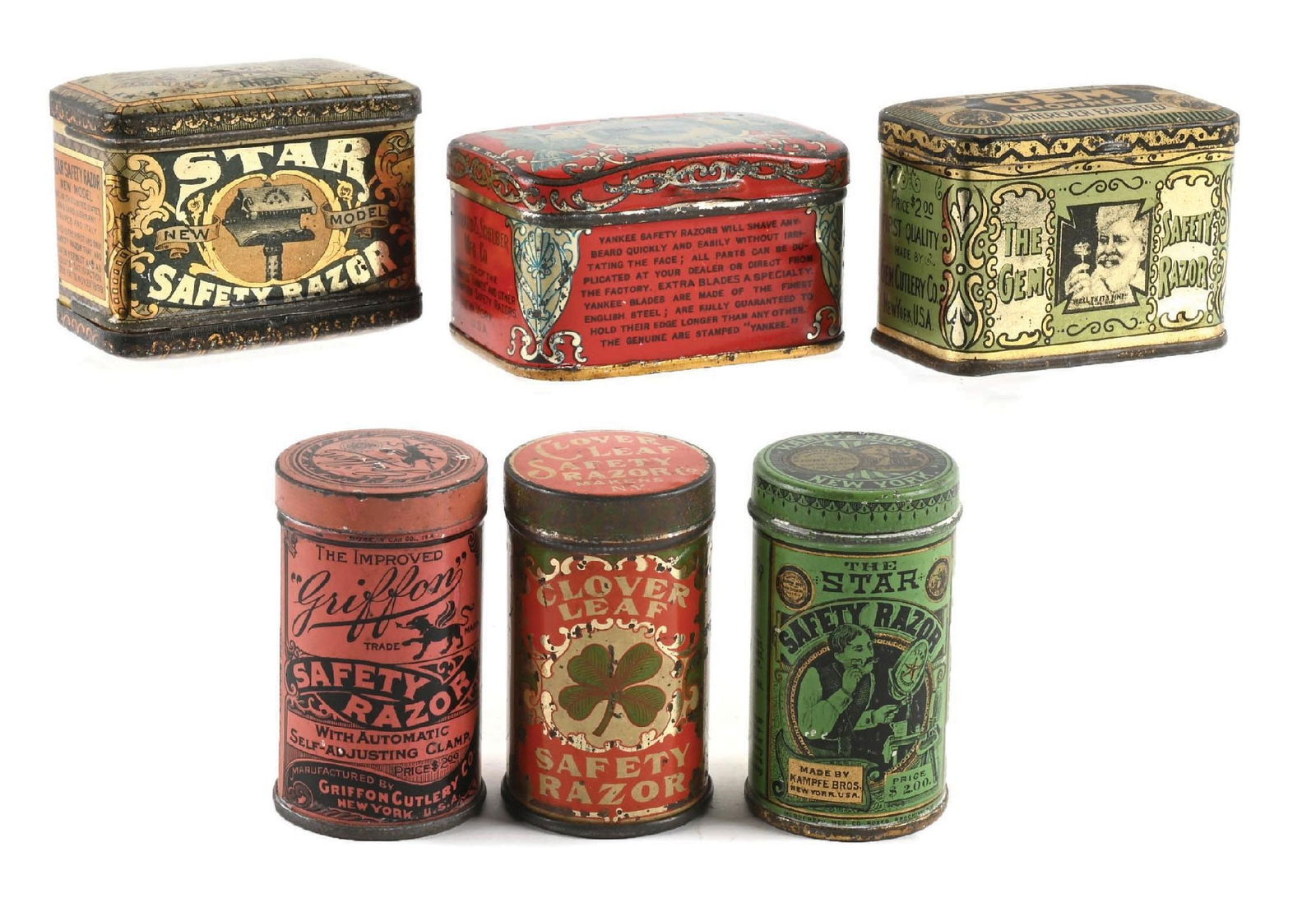 COLLECTION OF 6: VARIOUS SAFETY RAZOR TINS (1 of 2)