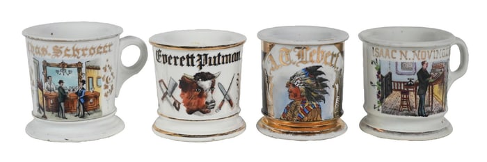 COLLECTION OF 4 OCCUPATIONAL SHAVING MUGS