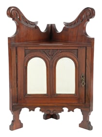 BARBERSHOP CORNER CABINET IN MAHOGANY