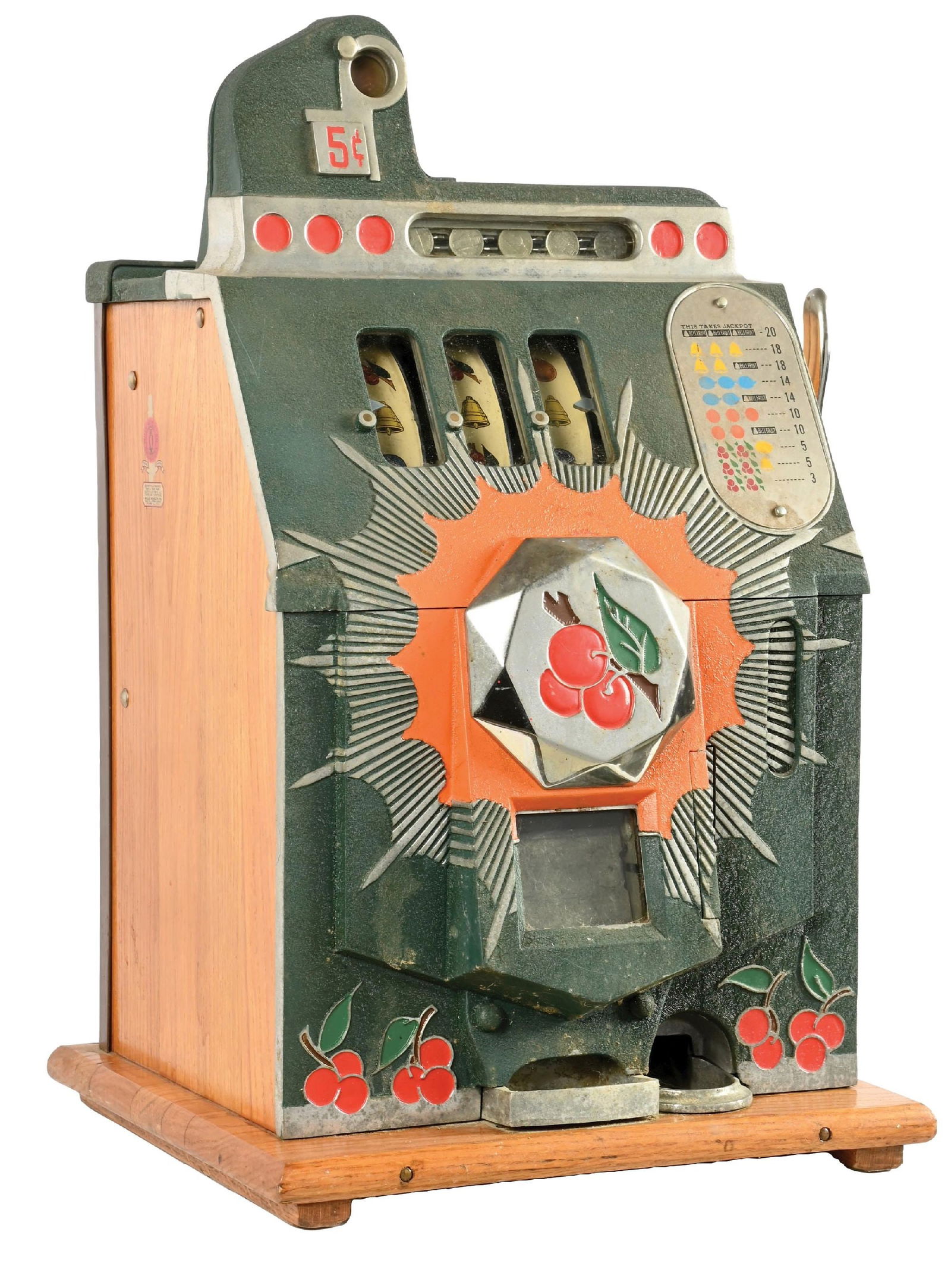 5¢ MILLS NOVELTY CO. BURSTING CHERRY SLOT MACHINE (1 of 7)