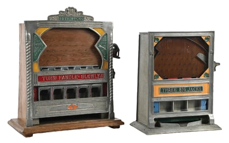 PAIR OF COUNTERTOP COIN-FLIP PAYOUT JACKS MACHINES