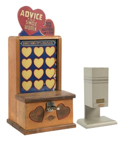 PAIR OF 1¢ ESCO "ADVICE FOR SINGLE WOMAN" ARCADE MACHINE & WESTERN DISTRIBUTORS "NICKEL NUDGER"