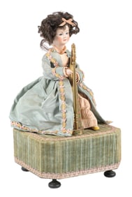 FRENCH HARP PLAYER AUTOMATON MUSIC BOX