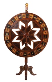 WOODEN ROULETTE GAMBLING WHEEL