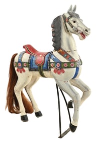 WOODEN CAROUSEL HORSE W/ STAND