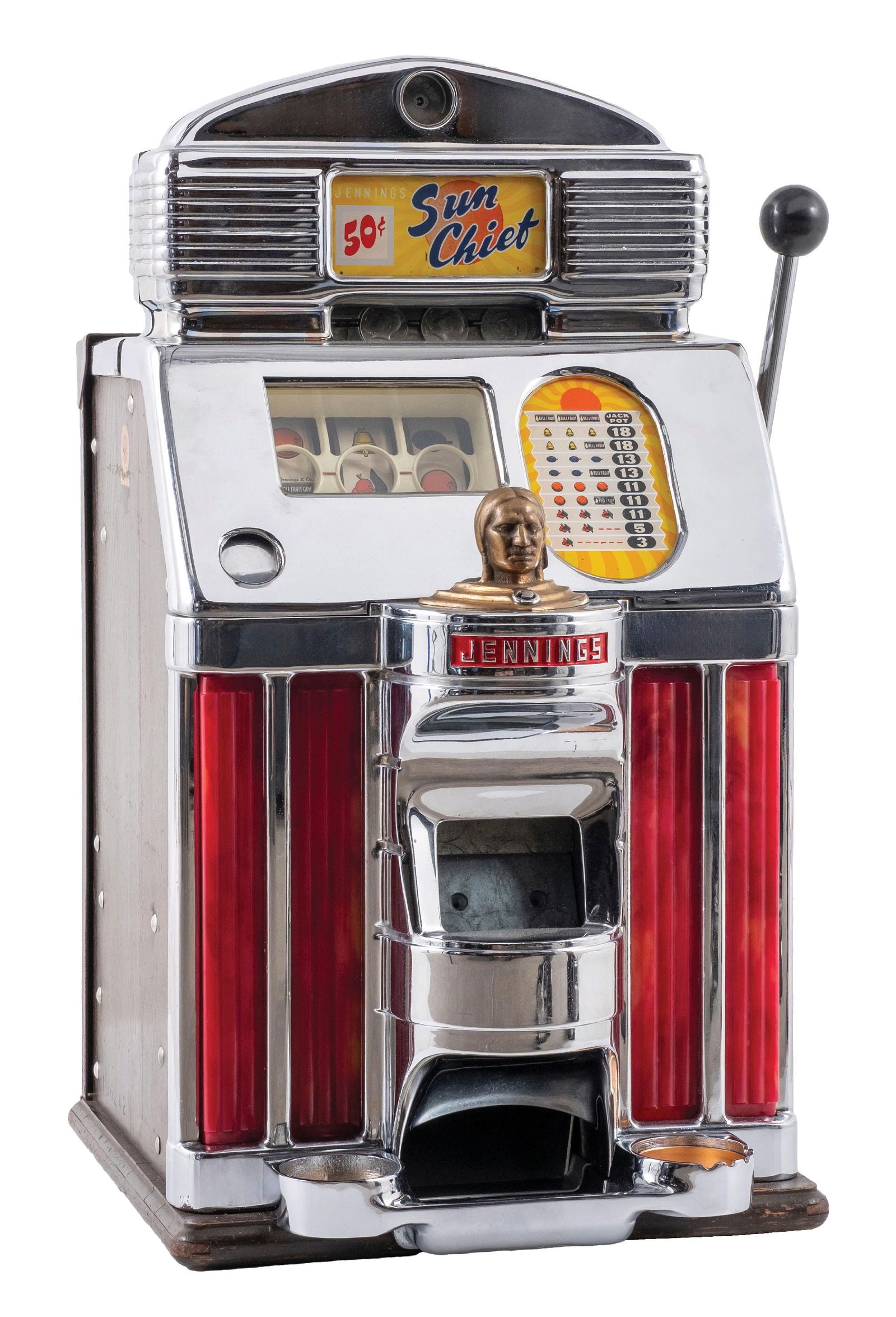 50¢ JENNINGS SUN CHIEF SLOT MACHINE (1 of 7)