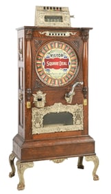 5¢ THE VICTOR "SQUARE DEAL" MUSICAL UPRIGHT SLOT MACHINE