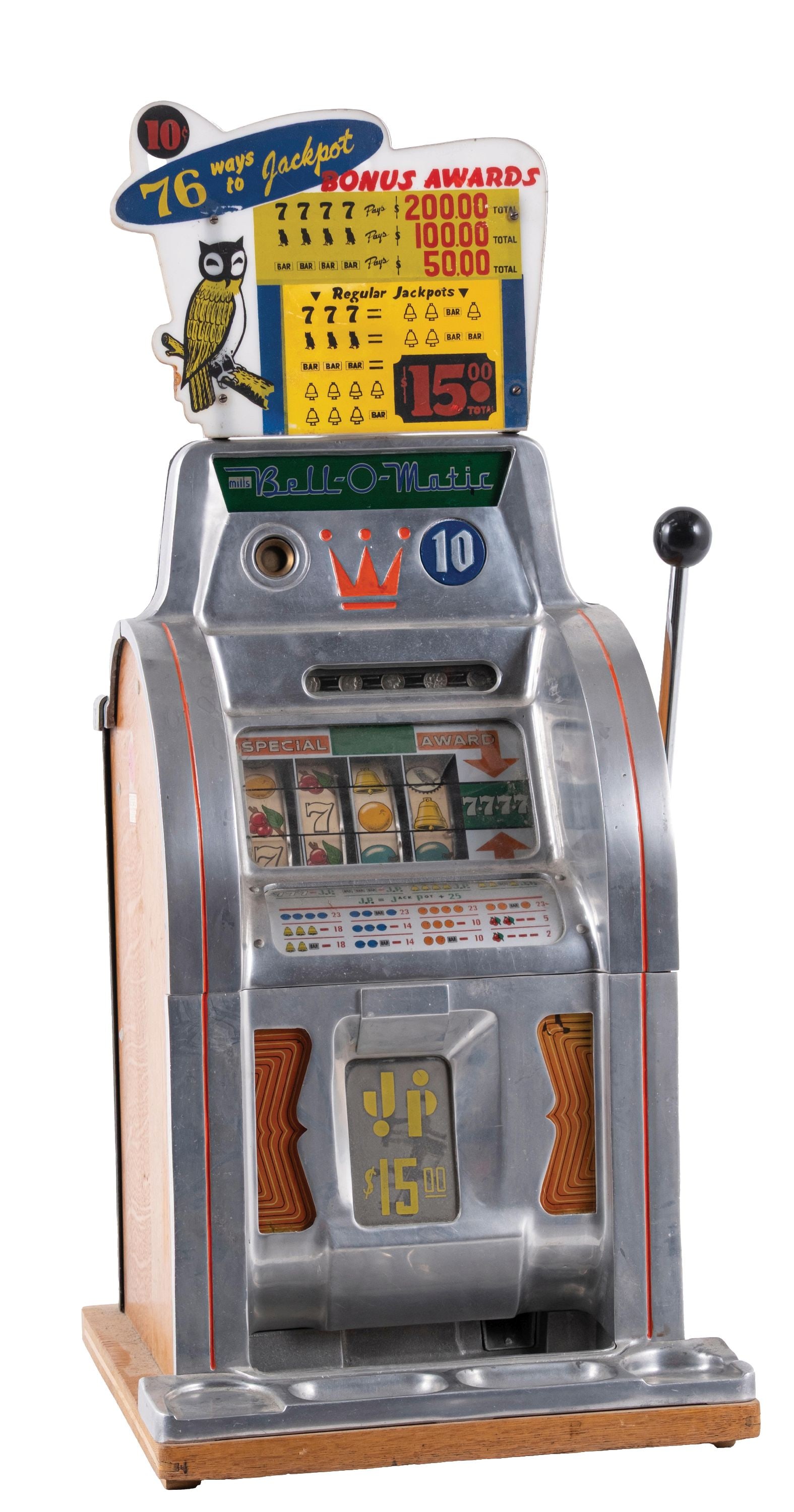 10¢ MILLS 4-REEL BELL-O-MATIC SLOT MACHINE (1 of 6)