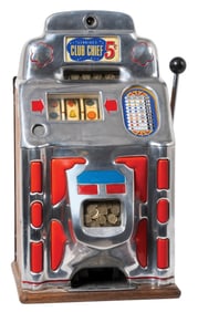 5¢ JENNINGS CLUB CHIEF "CHINESE FRONT" SLOT MACHINE
