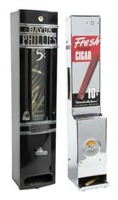 PAIR OF 5¢ AND 10¢ WALL HANGING CIGAR VENDING MACHINES