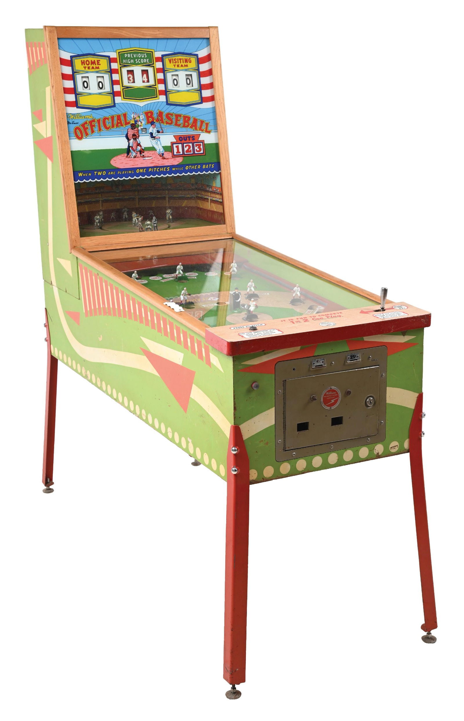 5¢ & 25¢ WILLIAMS DELUXE OFFICIAL BASEBALL PINBALL MACHINE (1 of 9)