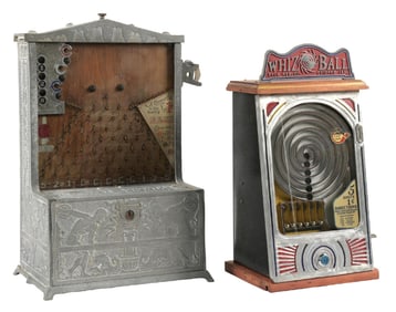 LOT OF 2: 1¢ TARGET PRACTICE AND WHIZ BALL PENNY DROP ARCADE MACHINES
