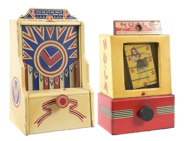 PAIR OF 1¢ PLANET MFG. "HULA" AND "CATCH COIN" AMUSEMENT COUNTER TOP GAMES