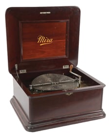 MIRA DOUBLE-COMB MAHOGANY DISC MUSIC BOX