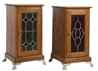 PAIR OF CONTEMPORARY OAK SLOT MACHINE STANDS