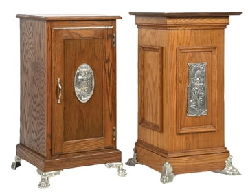PAIR OF CONTEMPORARY OAK SLOT MACHINE STANDS