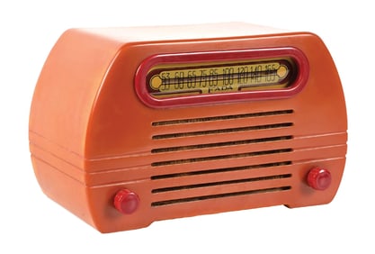 FADA 252 RADIO IN YELLOW CATALIN AND RED TRIM