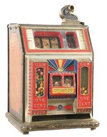 1¢ WATLING MFG. CO. TWIN JACKPOT GUM VENDING SLOT MACHINE