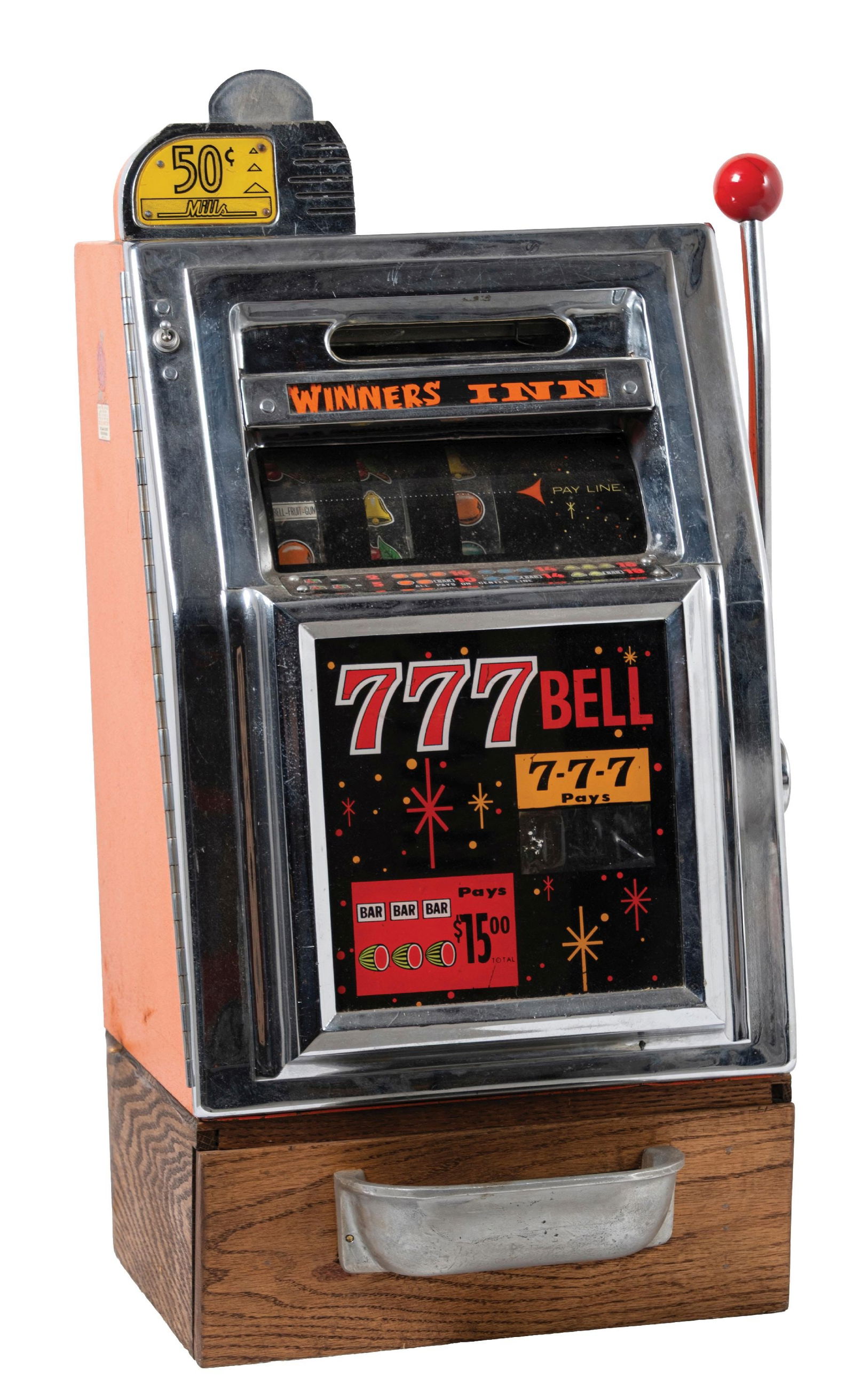 50¢ MILLS "WINNERS INN" OPEN FRONT SLOT MACHINE (1 of 6)
