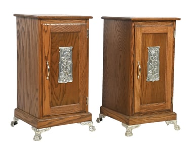PAIR OF CONTEMPORARY OAK SLOT MACHINE STANDS