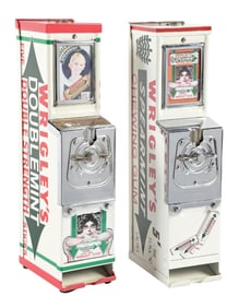 PAIR OF ADVANCE PACKAGED GUM MACHINES W/ WRIGLEY GUM MOTIF