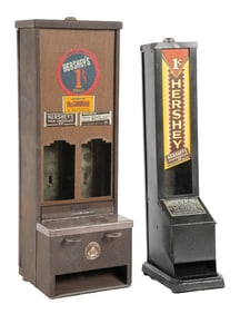 PAIR OF 1¢ HERSHEY CHOCOLATE BAR VENDING MACHINES