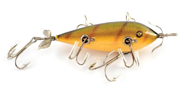 HEDDON PERCH SCALE SIX HOOK MUSKY MINNOW