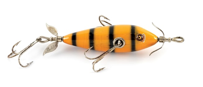 HEDDON UNDERWATER MINNOW IN YELLOW BLACK STRIPES
