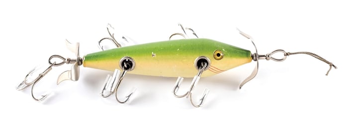 1907 SHAKESPEARE A-NOTCH MINNOW IN GREENBACK