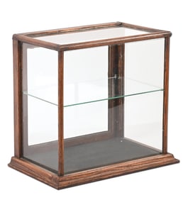 DESKTOP SMALL GLASS DISPLAY CASE WITH ONE SHELF
