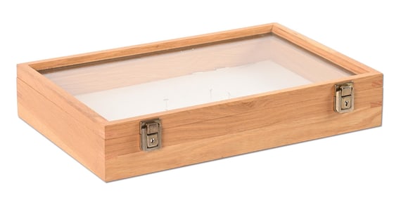 SMALL OAK WOOD DISPLAY CASE
