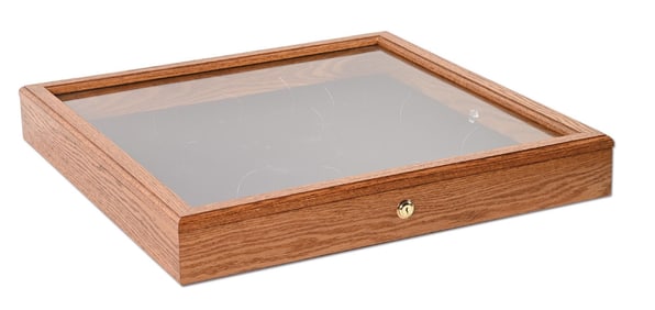 MEDIUM WOODEN DISPLAY CASE W/ KEY