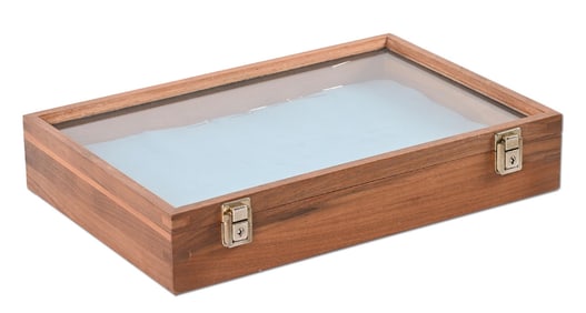 SMALL OAK WOOD DISPLAY CASE