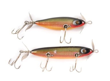 TWO HEDDON S.O.S. MINNOWS IN DACE