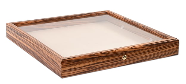 LARGE OAK DISPLAY CASE W/ KEY