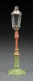 BING HAND-PAINTED ORNATE CAST OIL LAMP