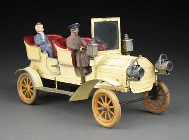 BING HAND-PAINTED CLOCKWORK-POWERED OPEN 4-SEAT TOURING CAR