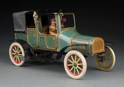 GERMAN PRE-WAR TIN LITHO WIND-UP FISCHER TAXI AUTOMOBILE