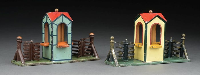 LOT OF 2: MARKLIN HAND-PAINTED TICKET KIOSKS