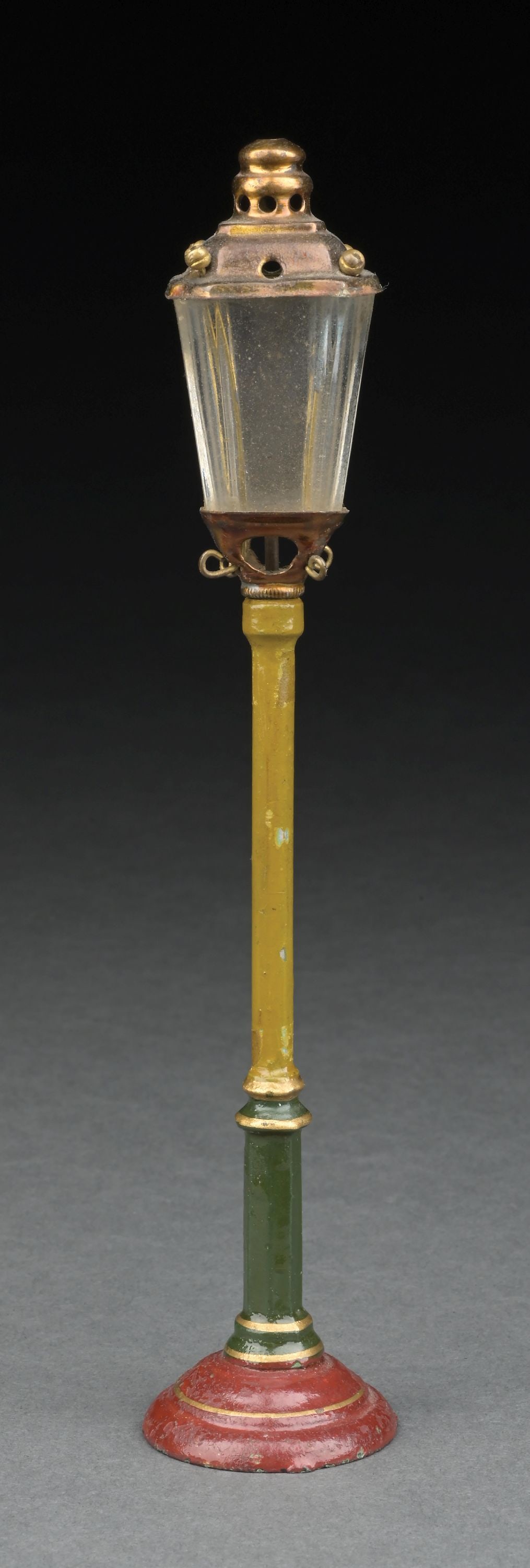 MARKLIN HAND-PAINTED SMALL OIL LAMP: CONDITION: Near mint. Dimensions: 1-1/2" x 1-1/2" x 8".