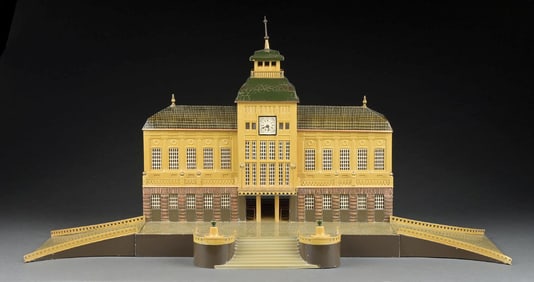 MARKLIN HAND-PAINTED I GA. LEIPZIG STATION W/ FRENCH INSCRIPTIONS INSIDE