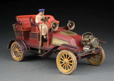 BING HAND-PAINTED CLOCKWORK-POWERED OPEN 4-SEAT TOURING CAR