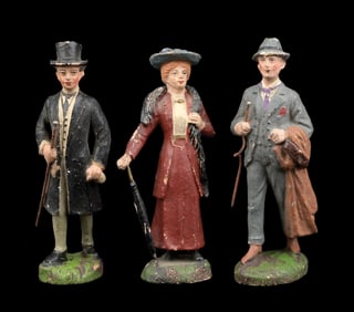 LOT OF 3: ELASTOLIN CIVILIAN FIGURES