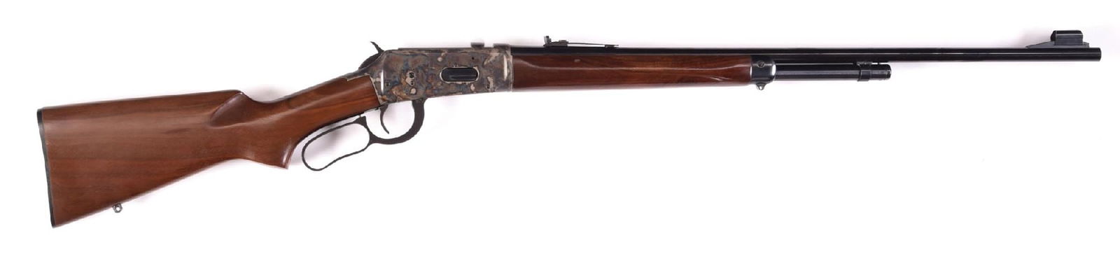 (C) CUSTOM CASE COLOR WINCHESTER MODEL 64A LEVER ACTION RIFLE.: Dates to 1972. Basically a standard Model 64 with a case color frame. Standard features include round barrel, 2/3 magazine, hooded ramp front sight, semi buckhorn rear sporting sight, walnut stock wit
